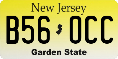 NJ license plate B56OCC