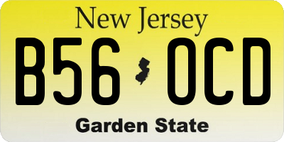 NJ license plate B56OCD