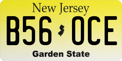 NJ license plate B56OCE