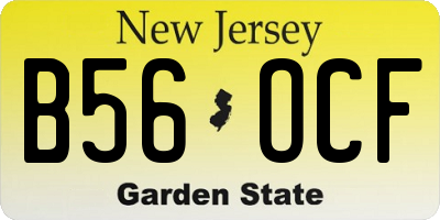 NJ license plate B56OCF