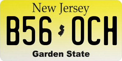 NJ license plate B56OCH