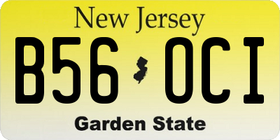 NJ license plate B56OCI