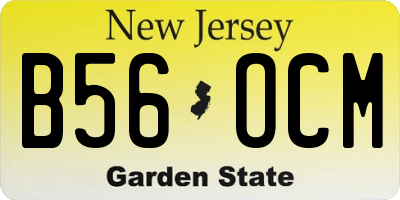 NJ license plate B56OCM