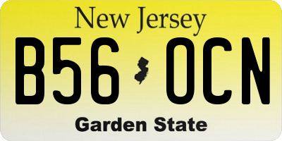 NJ license plate B56OCN