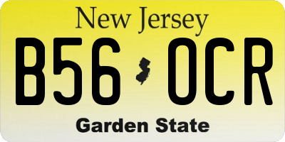 NJ license plate B56OCR