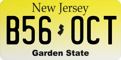 NJ license plate B56OCT