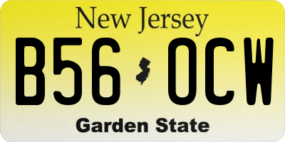 NJ license plate B56OCW