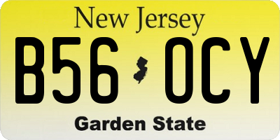 NJ license plate B56OCY
