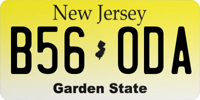 NJ license plate B56ODA