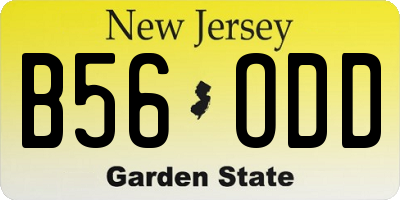 NJ license plate B56ODD
