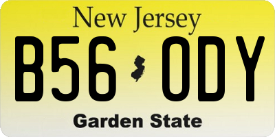 NJ license plate B56ODY