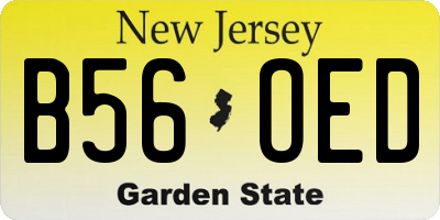 NJ license plate B56OED