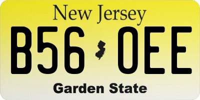 NJ license plate B56OEE