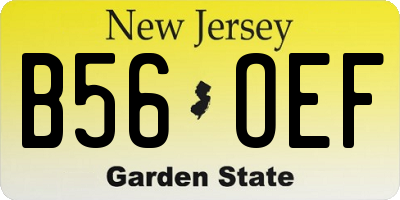 NJ license plate B56OEF