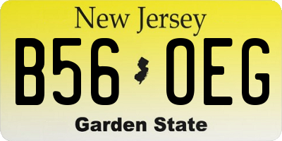 NJ license plate B56OEG