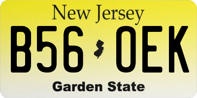 NJ license plate B56OEK