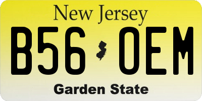 NJ license plate B56OEM