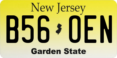 NJ license plate B56OEN