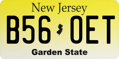 NJ license plate B56OET