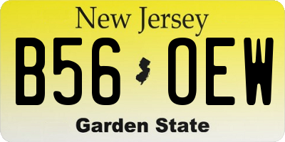 NJ license plate B56OEW