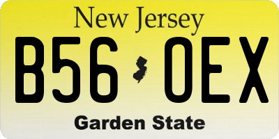 NJ license plate B56OEX