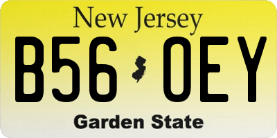 NJ license plate B56OEY