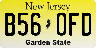 NJ license plate B56OFD