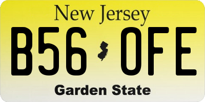 NJ license plate B56OFE