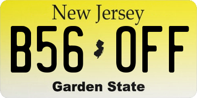 NJ license plate B56OFF