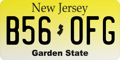 NJ license plate B56OFG
