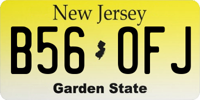 NJ license plate B56OFJ