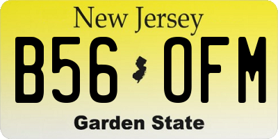 NJ license plate B56OFM