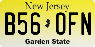 NJ license plate B56OFN