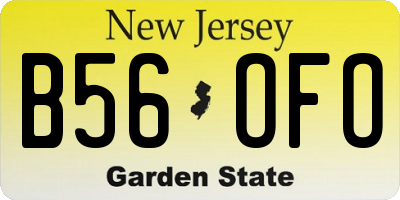 NJ license plate B56OFO