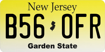 NJ license plate B56OFR