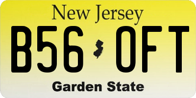 NJ license plate B56OFT