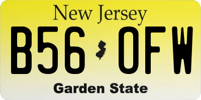 NJ license plate B56OFW