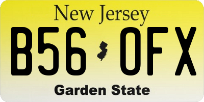 NJ license plate B56OFX