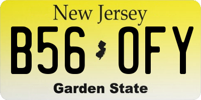 NJ license plate B56OFY
