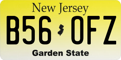 NJ license plate B56OFZ