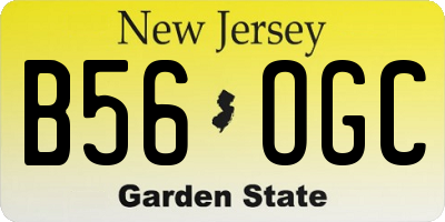 NJ license plate B56OGC