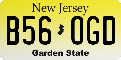 NJ license plate B56OGD