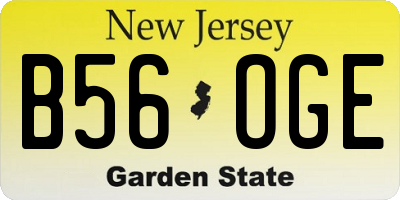 NJ license plate B56OGE