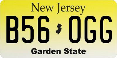 NJ license plate B56OGG