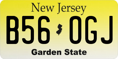 NJ license plate B56OGJ