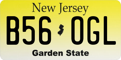 NJ license plate B56OGL