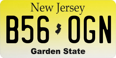 NJ license plate B56OGN