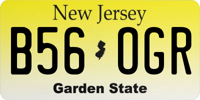 NJ license plate B56OGR