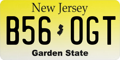 NJ license plate B56OGT