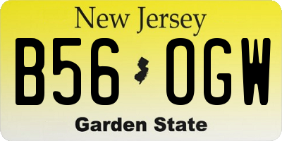 NJ license plate B56OGW